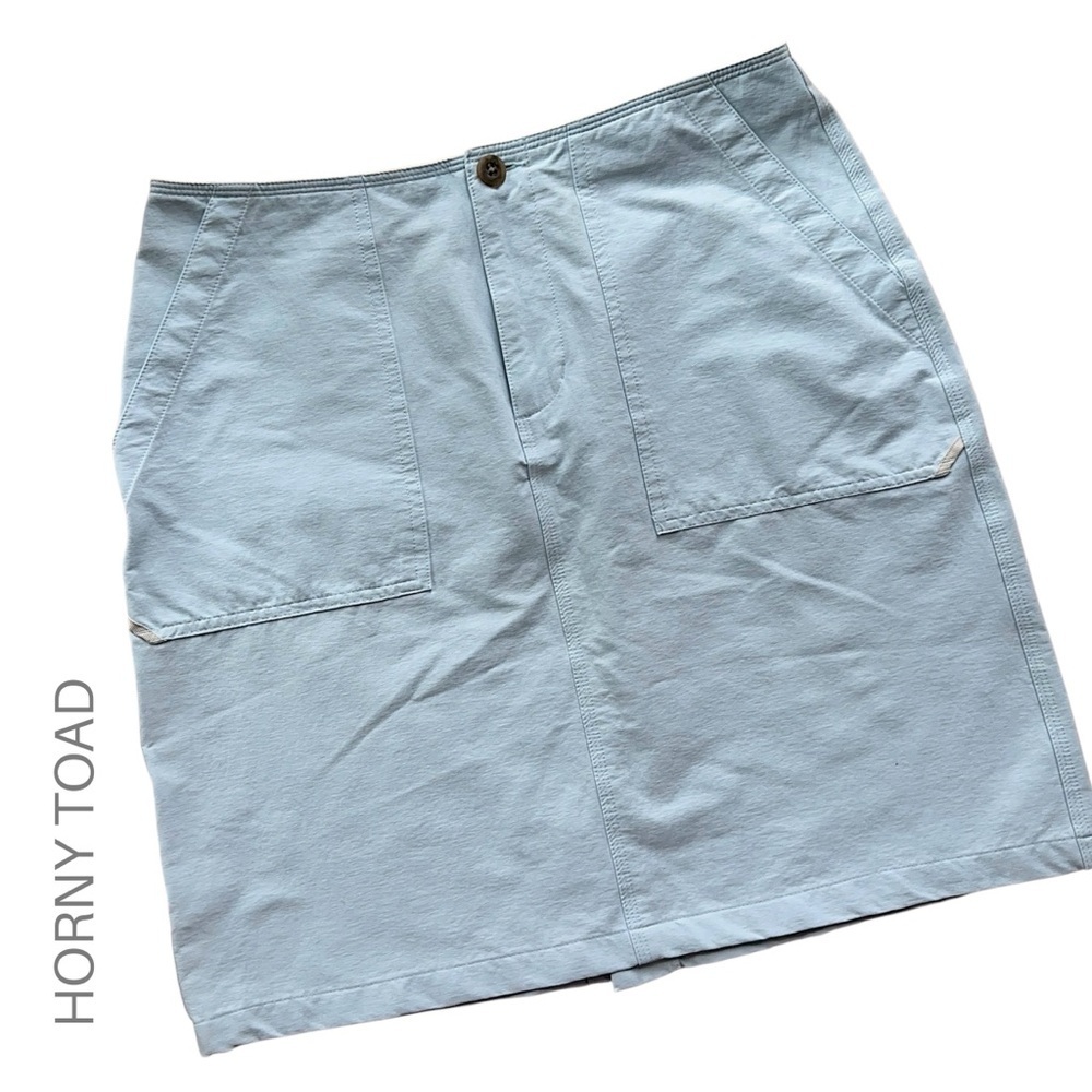 HORNY TOAD NWOT A-LINE SKIRT ATHLETIC STRETCH POCKETS POWDER BLUE | SIZE 8